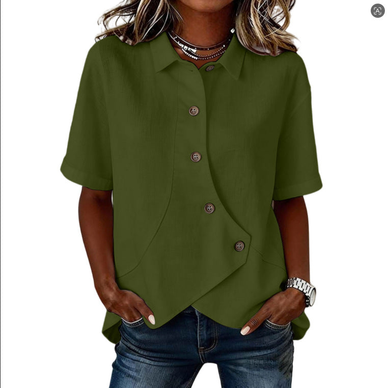 Women's Casual Cotton-Linen Shirt