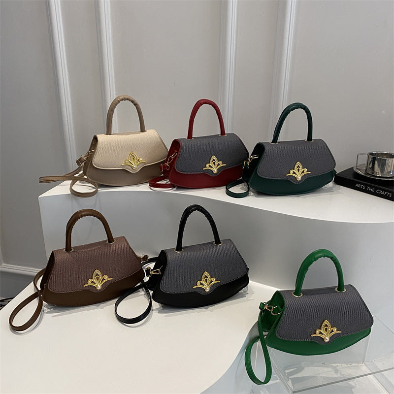 Vintage oil-leather commuter handbag