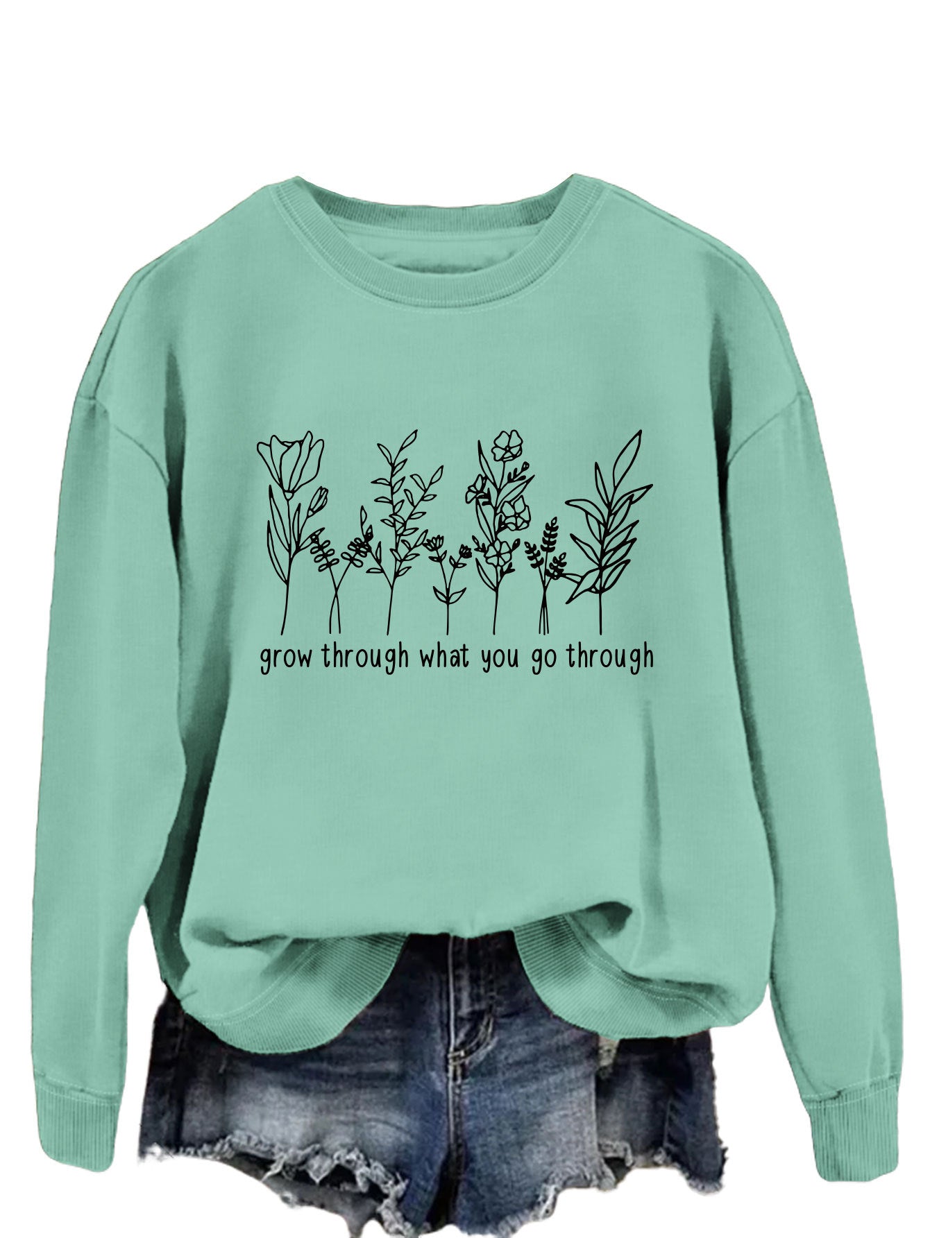 Casual round-neck hoodless sweatshirt