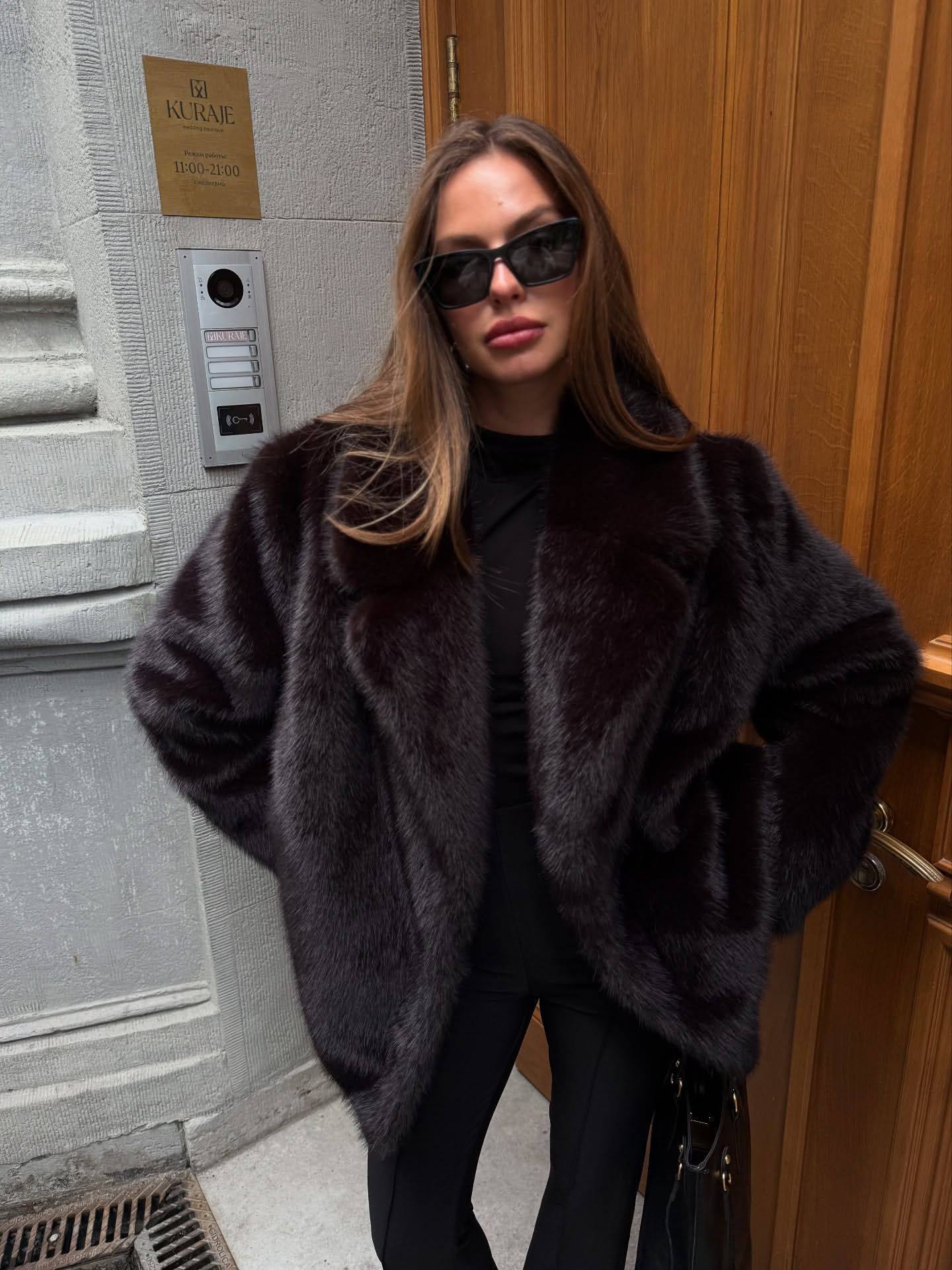 Fur coat of fox skin