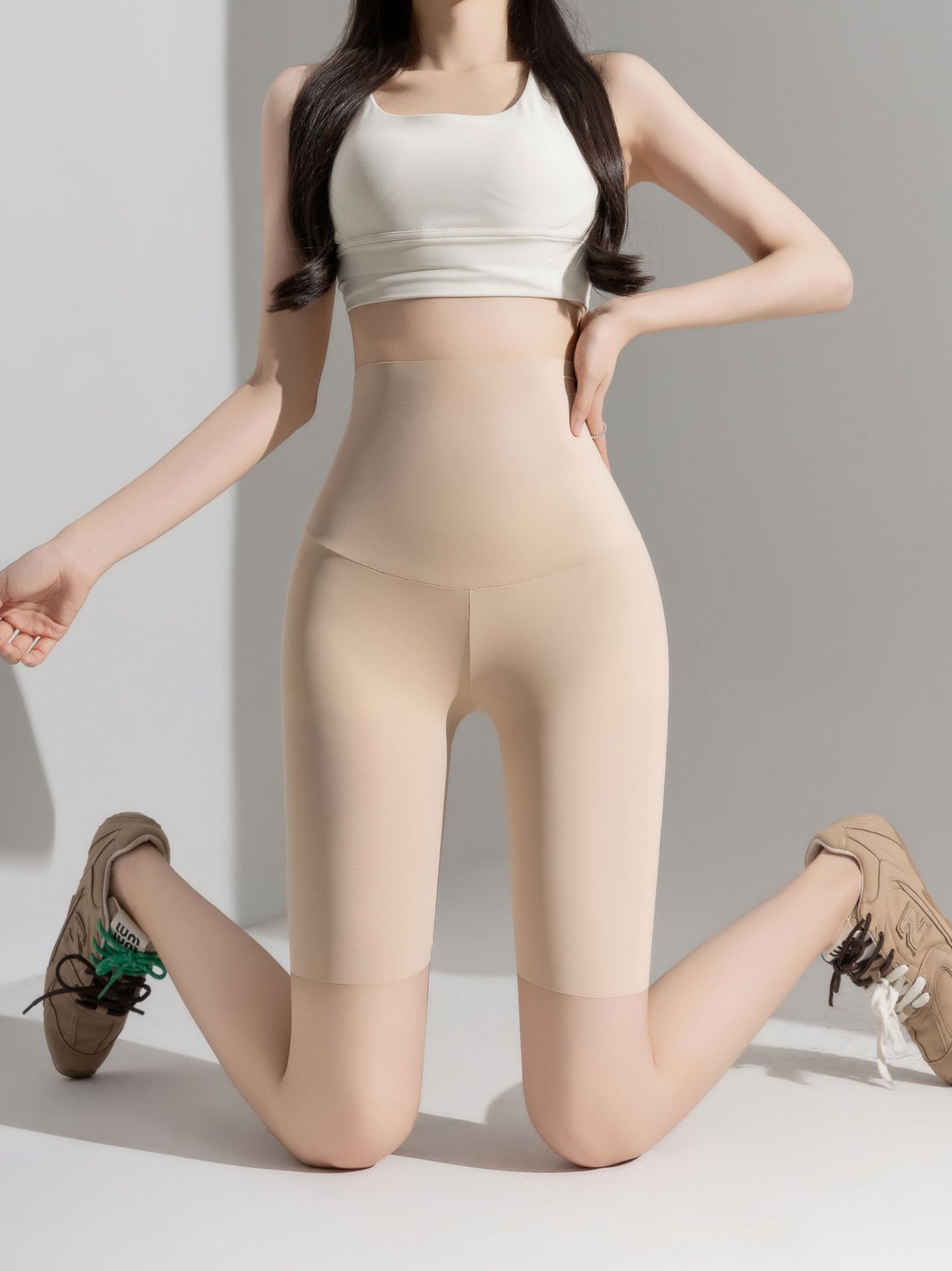 Ice silk shark pants women's ultra-thin high-waisted seamless leggings