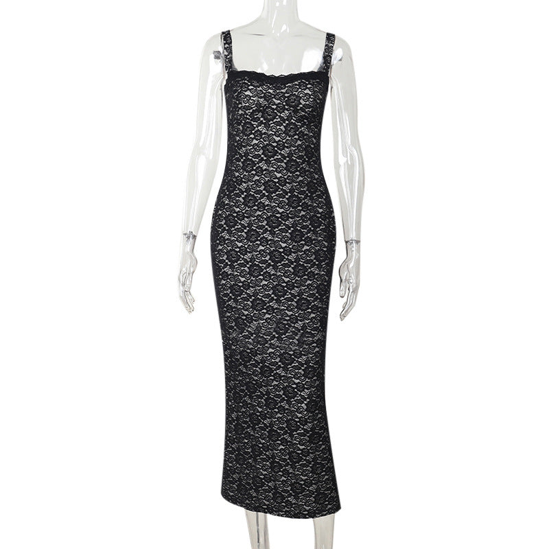 Elegant Lace Slim-Fit Long Dress