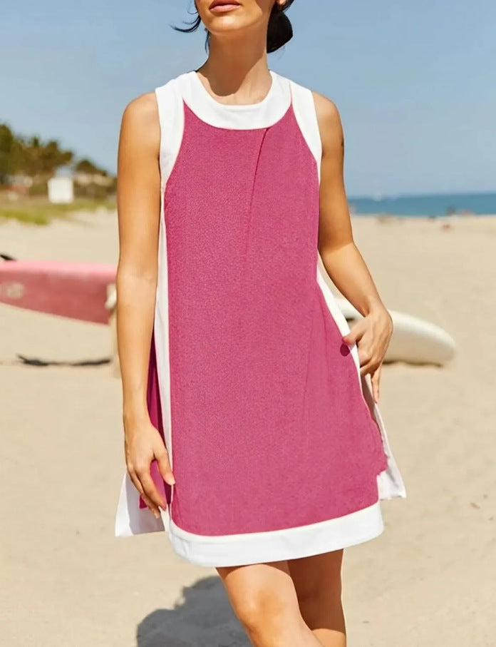 Casual multi-color round-neck sleeveless set