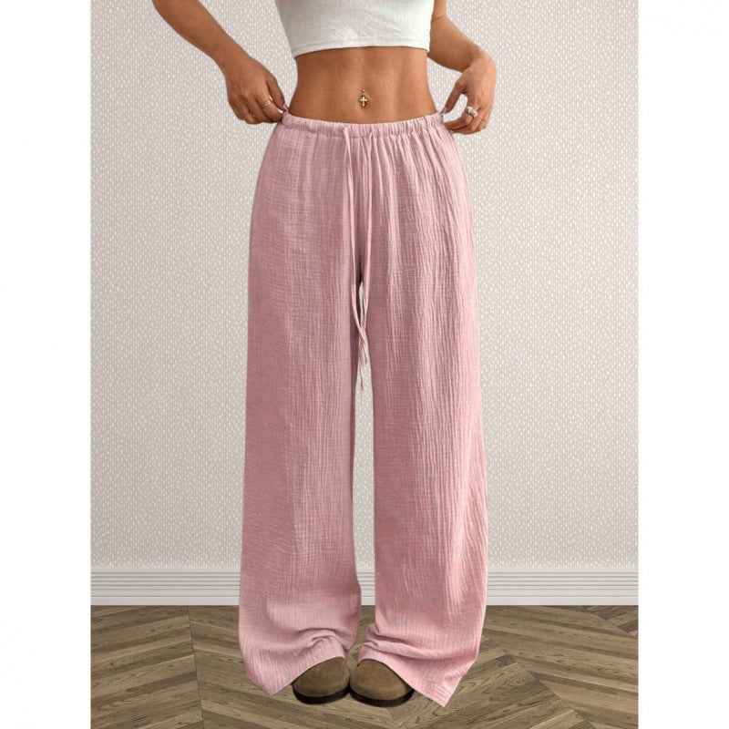 Womens Cotton Linen Wide Leg Pants