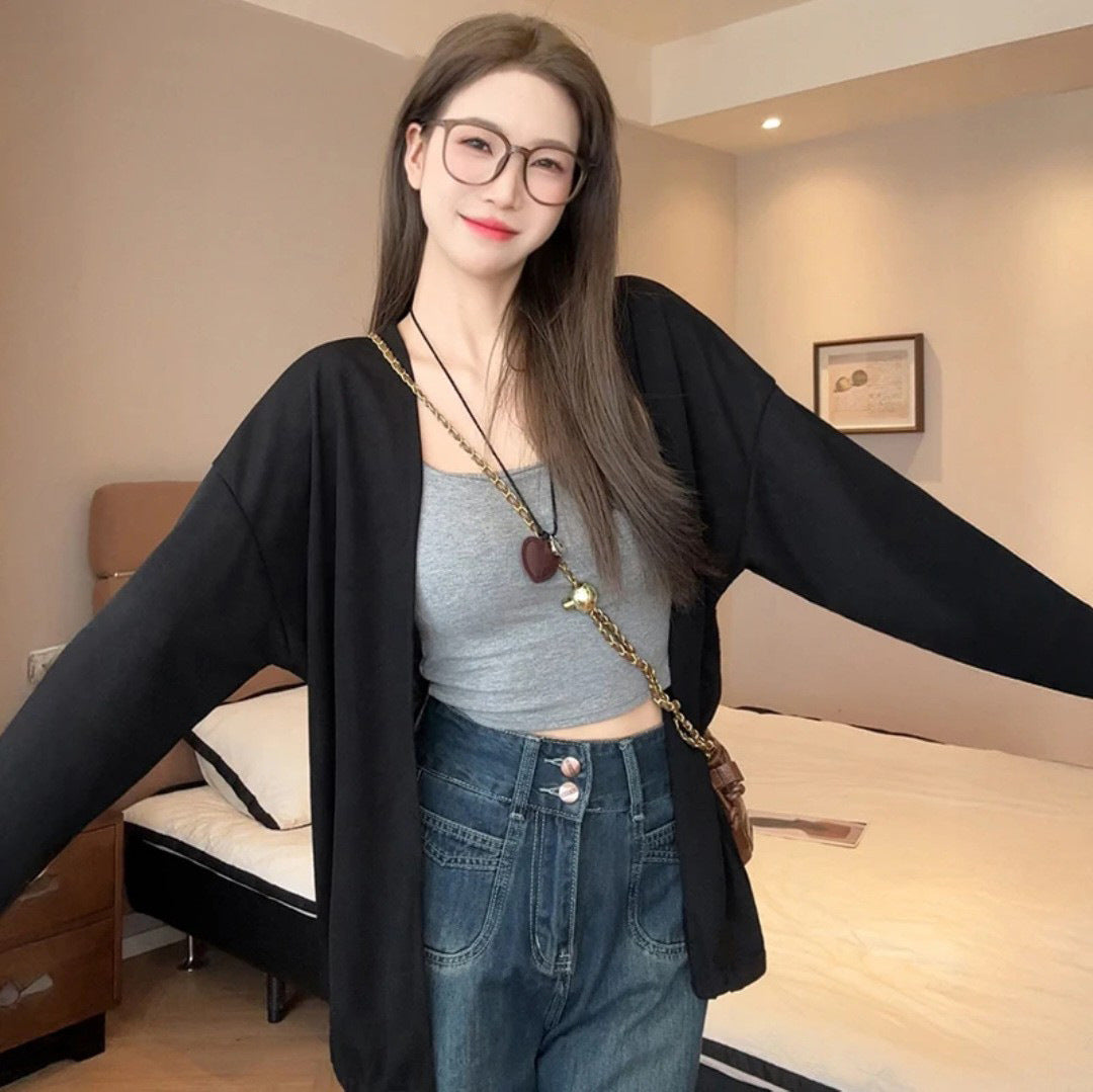 Long-sleeved knitted sweater for sun protection in summer
