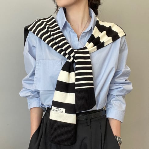 Striped shawl outerwear