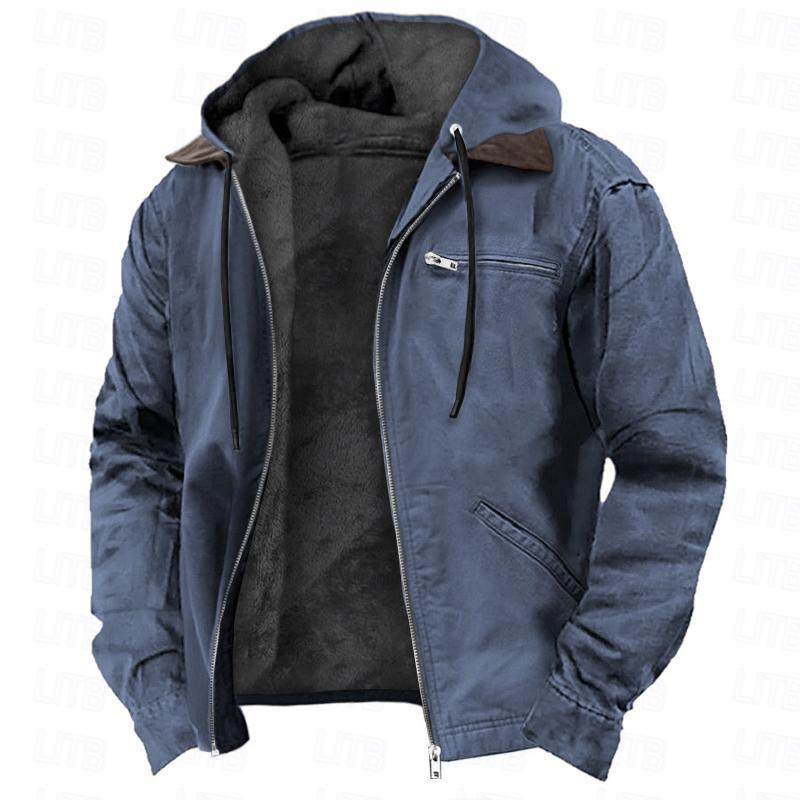 Mens Fleece Lined Hooded Jacket