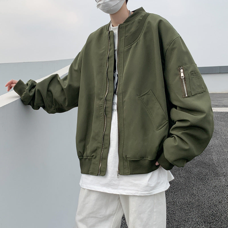 Retro Baseball Jacket Men's Loose Fit Cardigan