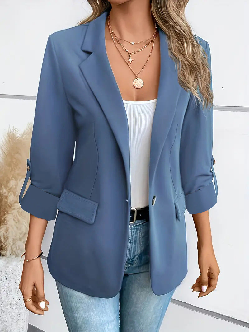 Women's Solid Color Long Sleeve Suit Jacket