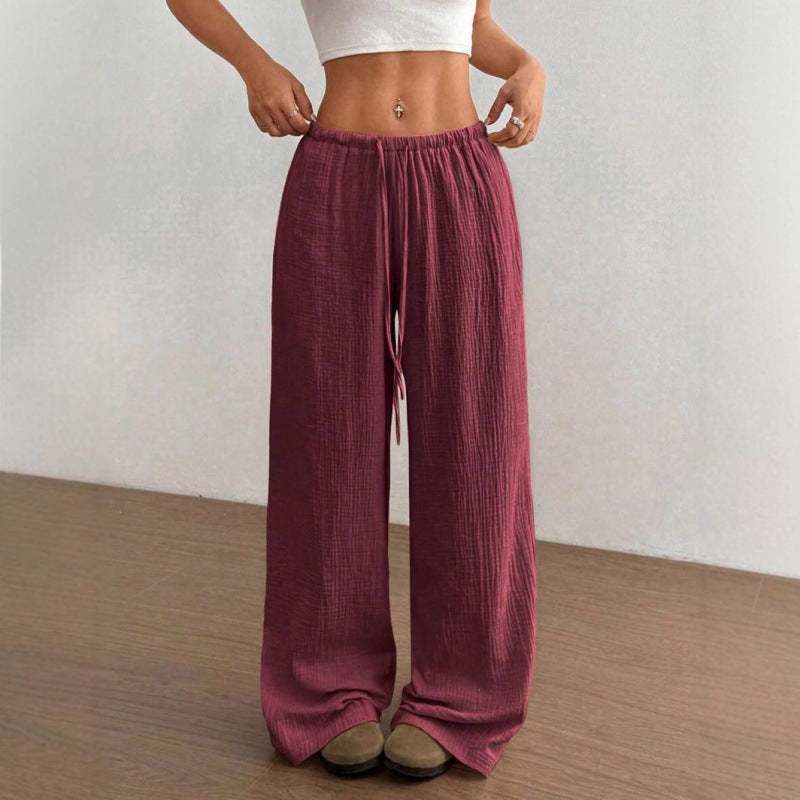 Womens Cotton Linen Wide Leg Pants