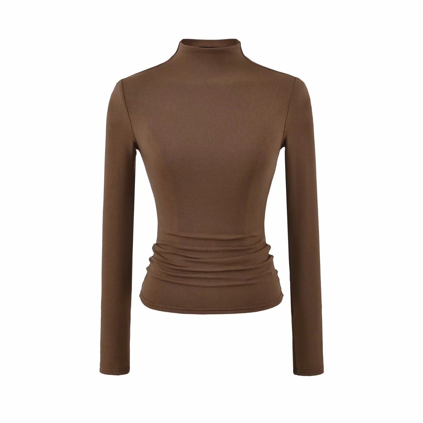 Womens Fleece Half Turtleneck Long Sleeve Top
