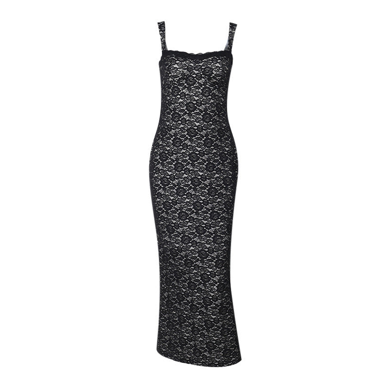 Elegant Lace Slim-Fit Long Dress
