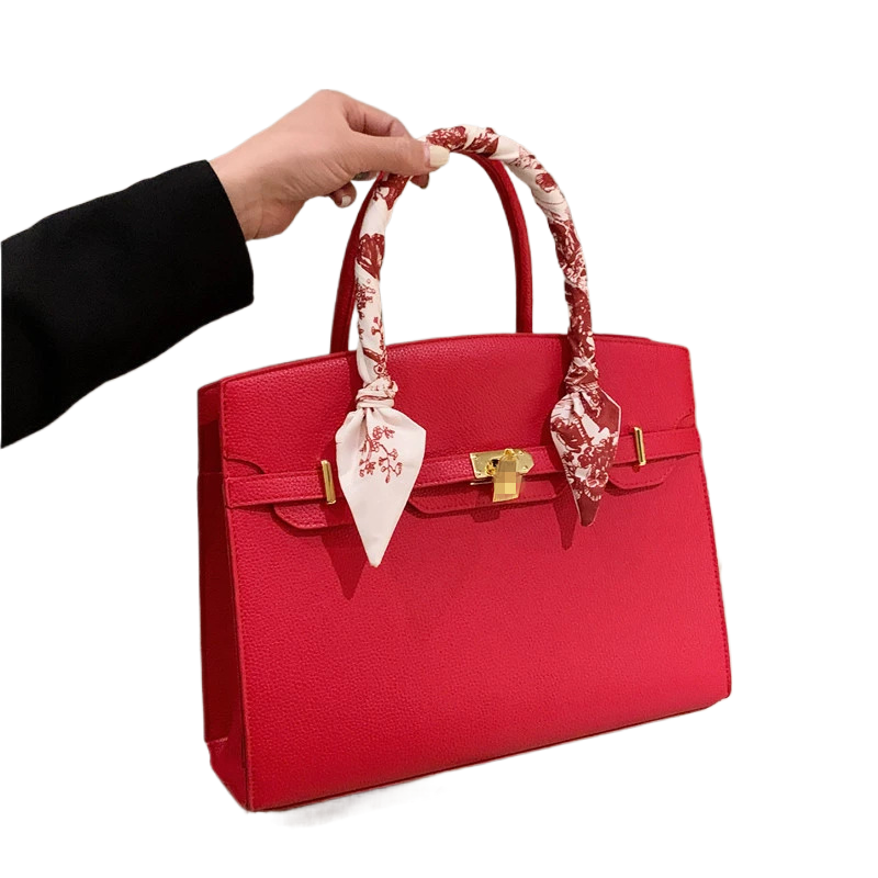 Women's Fashion Lock Scarf Kelly Bag Crossbody Tote Bag