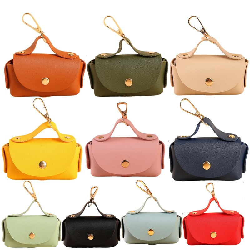 Leather Portable Pet Poop Bag Dispenser Multicolor Dog Poop Bag Storage Bag