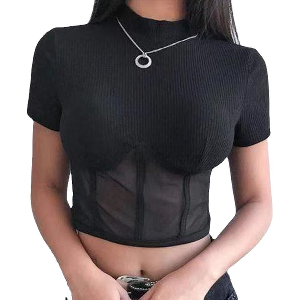 Solid-color short women's short-sleeved shirt