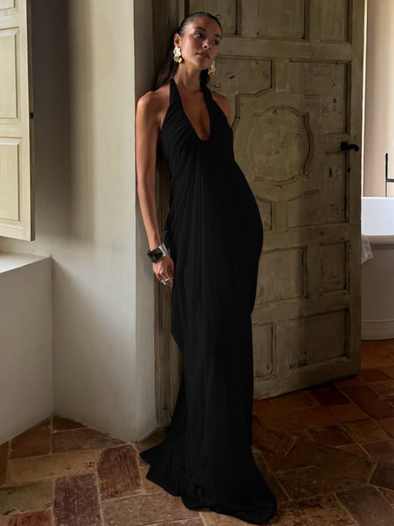 Summer Backless Halter Neck Mesh Dress