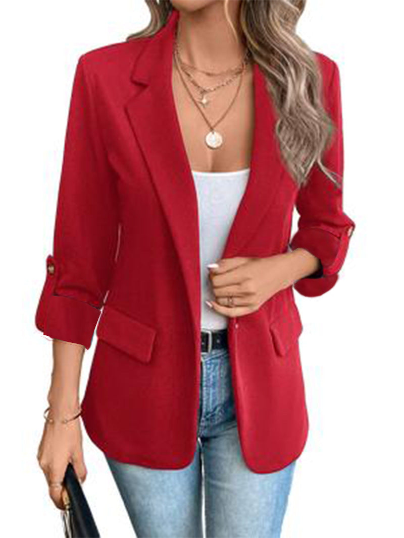 Women's Solid Color Long Sleeve Suit Jacket