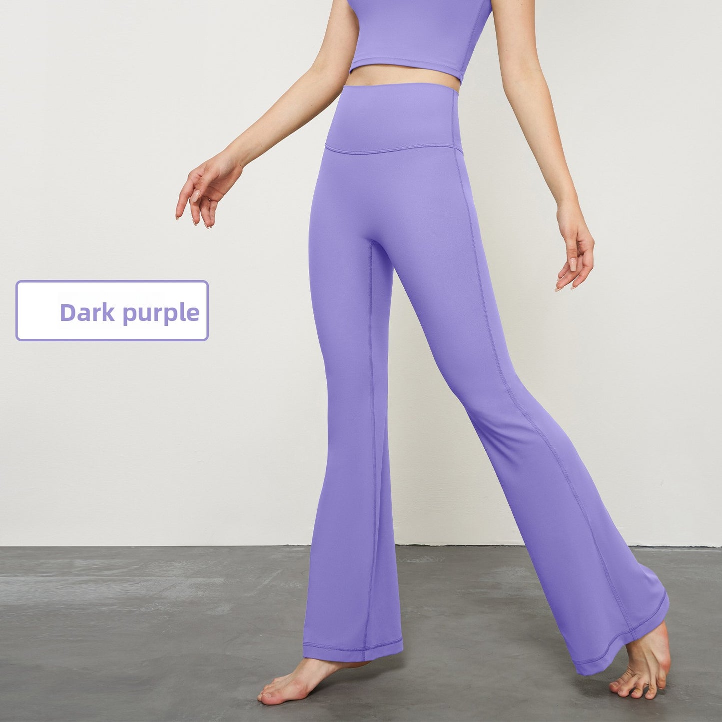 High elasticity micro-ruffled yoga pants, sheer high-waisted wide-leg pants