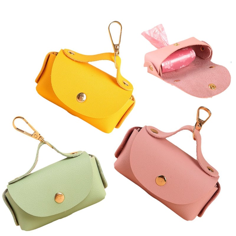 Leather Portable Pet Poop Bag Dispenser Multicolor Dog Poop Bag Storage Bag