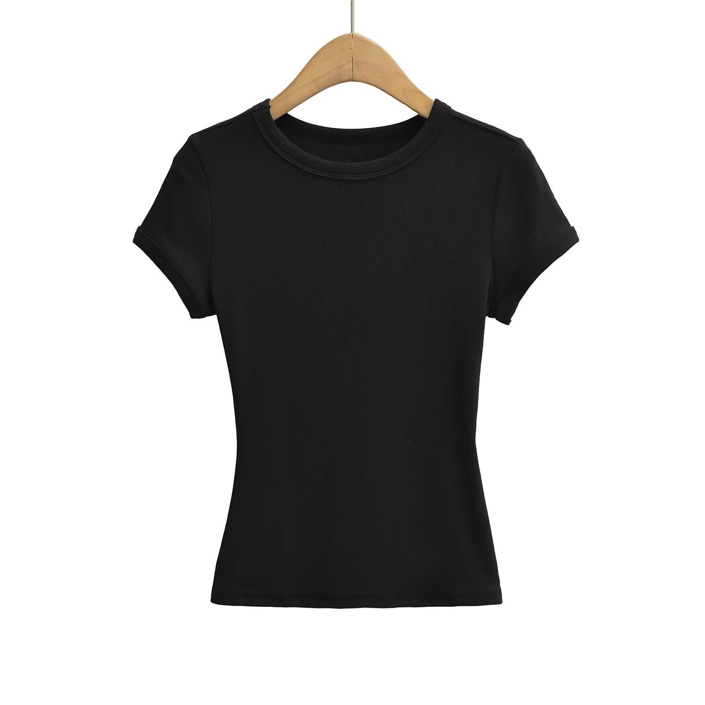 ins Hot Girl style small round-neck hemmed T-shirt for women
