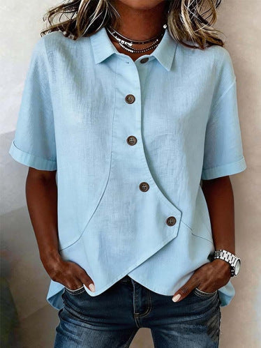 Women's Casual Cotton-Linen Shirt