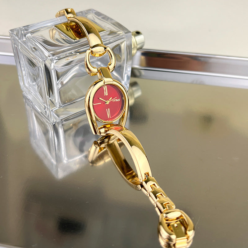 Vintage Button Bracelet Watch Fashion Quartz Women's Wristwatch.