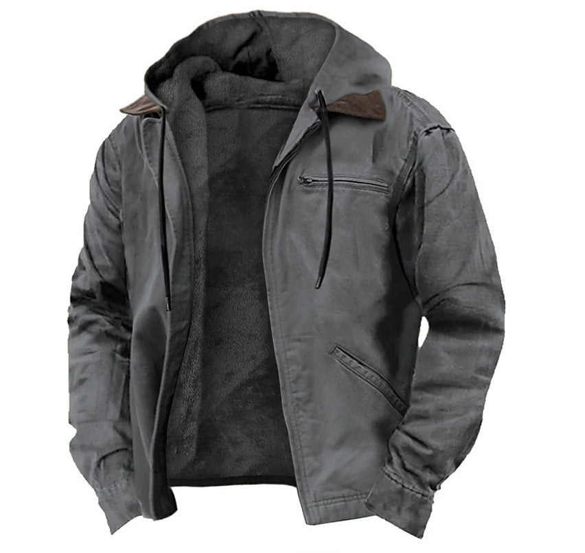 Mens Fleece Lined Hooded Jacket