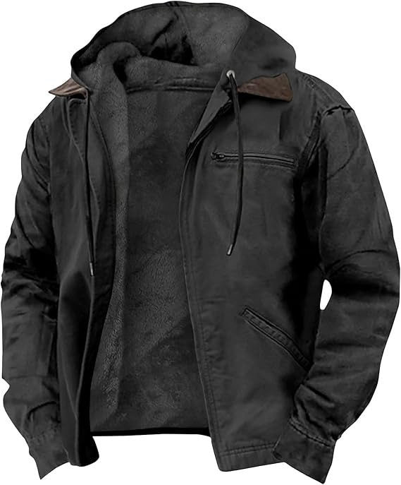 Mens Fleece Lined Hooded Jacket