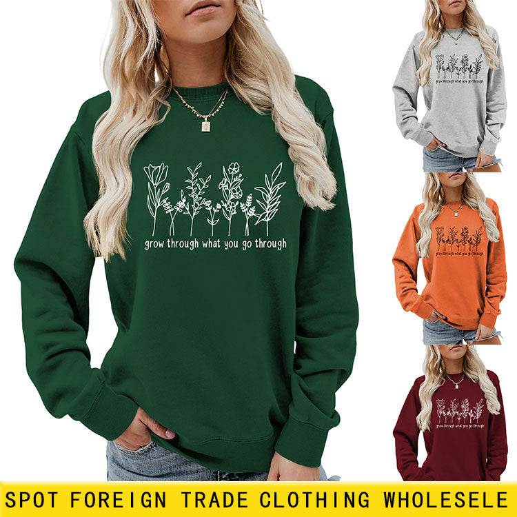 Casual round-neck hoodless sweatshirt