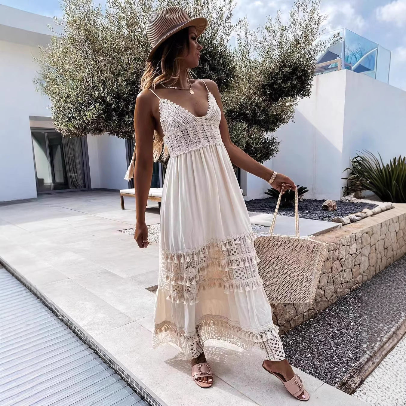 Womens Sleeveless V-Neck Dress