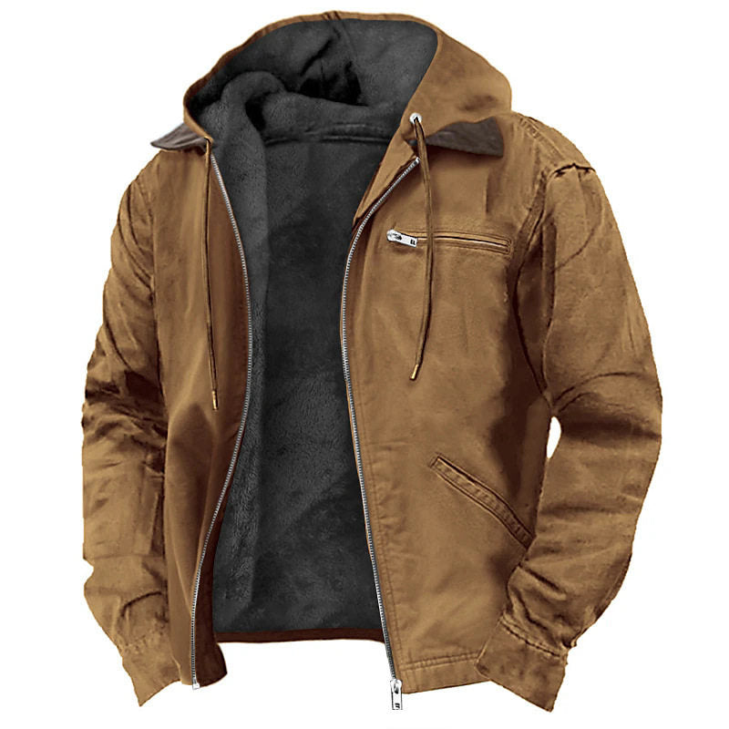 Mens Fleece Lined Hooded Jacket