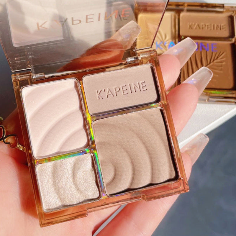 Four-color high-gloss repair plate shadow Pearl matte brightening glitter powder high-gloss powder cake repair plate natural three-dimensional cross-border