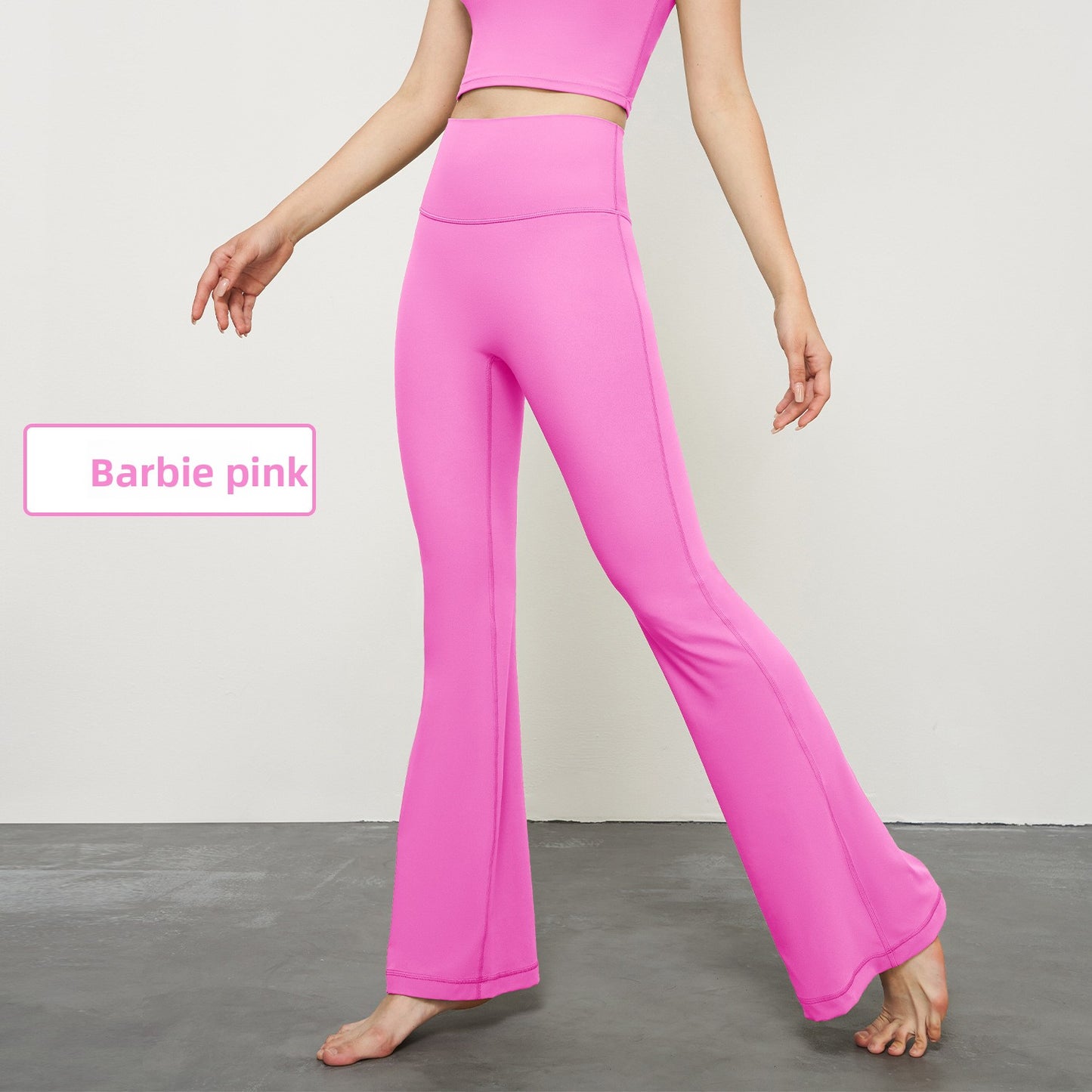 High elasticity micro-ruffled yoga pants, sheer high-waisted wide-leg pants