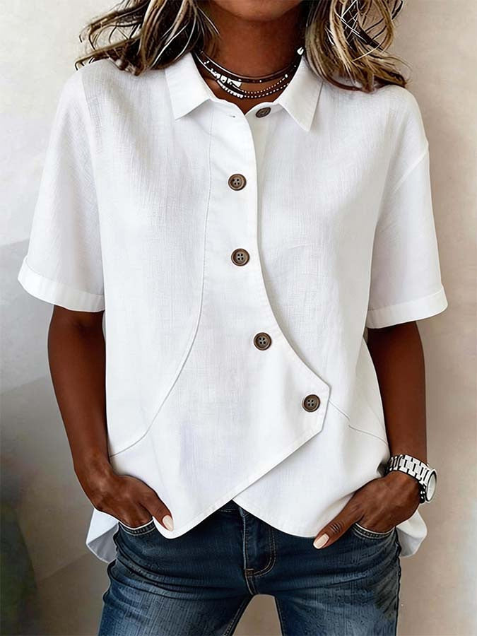 Women's Casual Cotton-Linen Shirt