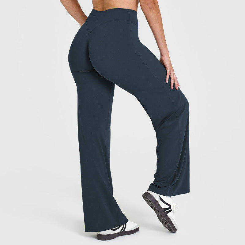 Nude Wide-Leg Yoga Pants, Butt-Lifting Peach Hips, Women&#039;s High-Waisted Straight Outer Wear, High-Elastic Sports Fitness Pants For Women