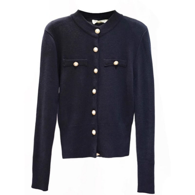 Tight Knitted Cardigan Women&#039;s Short Thick Slim-fit Korean Style Autumn And Winter New Sweater Retro Long-sleeved Small Coat Top