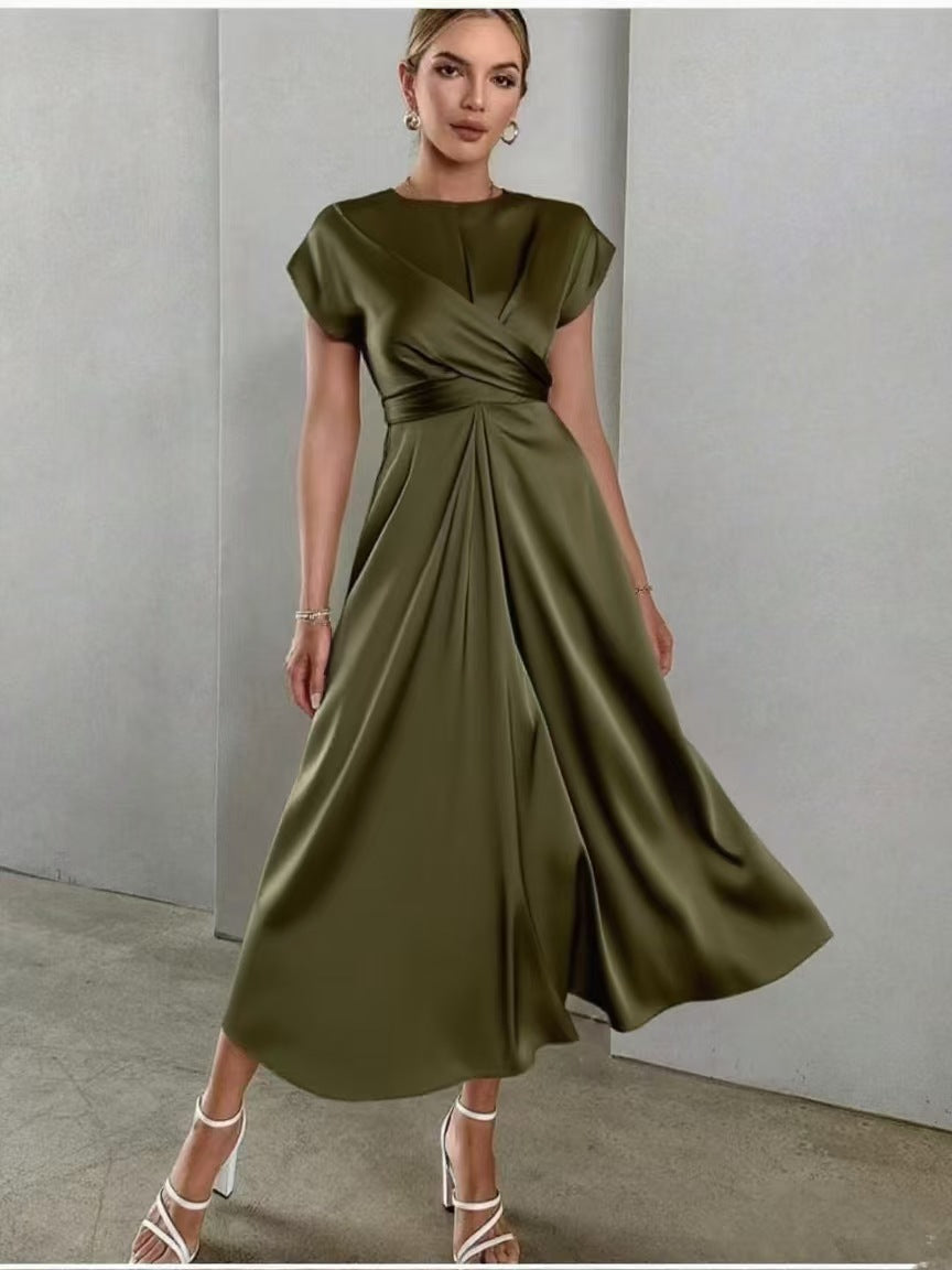 Satin one-sleeve dress