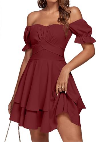 Off-Shoulder Lace-Up Ruffle Formal Gown
