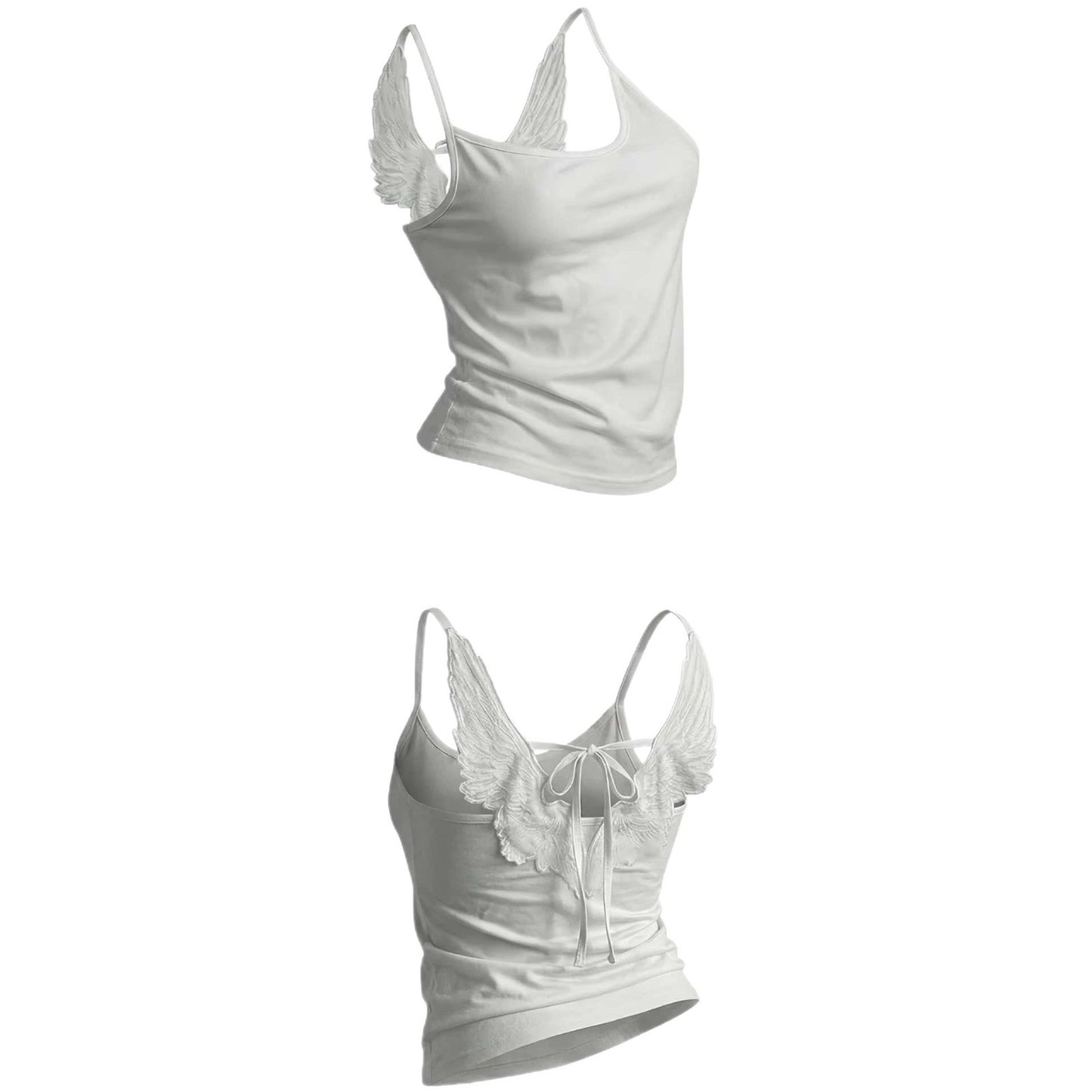 Y2K Wing Design Slim-Fit Strappy Camisole Top