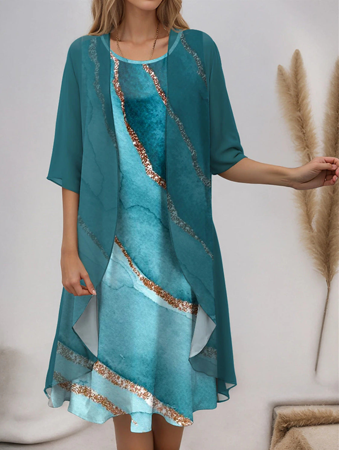 Two-piece chiffon dress set