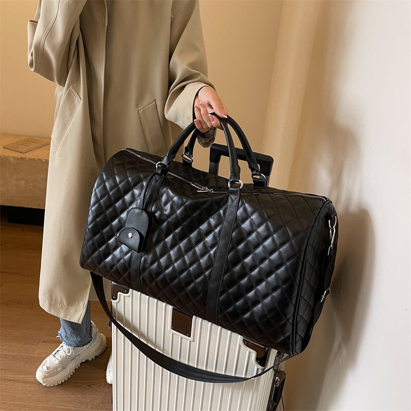 PU checkered travel bag