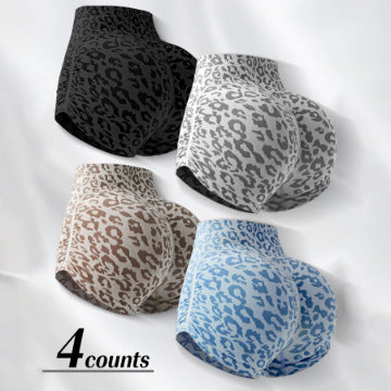 High Waist Leopard Print Yoga Shorts for Women