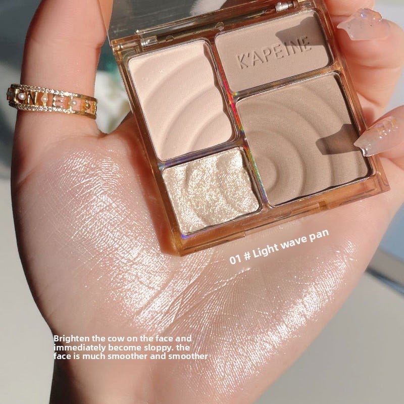 Four-color high-gloss repair plate shadow Pearl matte brightening glitter powder high-gloss powder cake repair plate natural three-dimensional cross-border