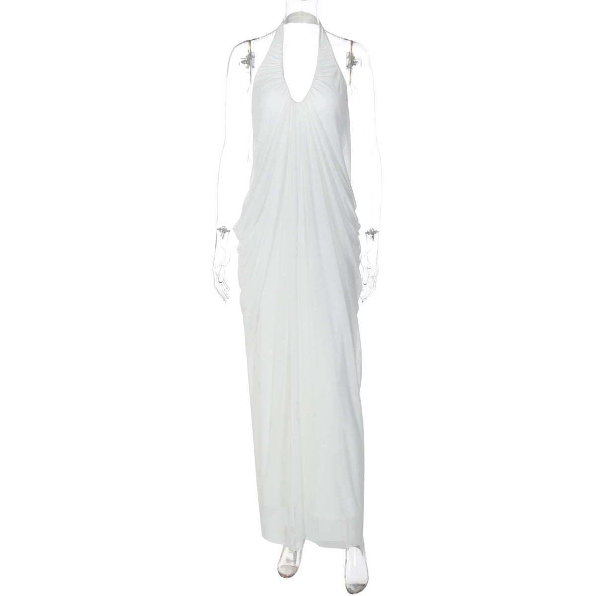 Summer Backless Halter Neck Mesh Dress