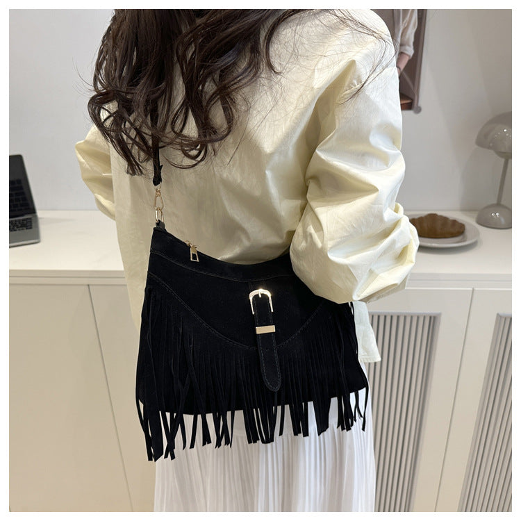 Retro PU Tassel Shoulder Handbag Tote Bag