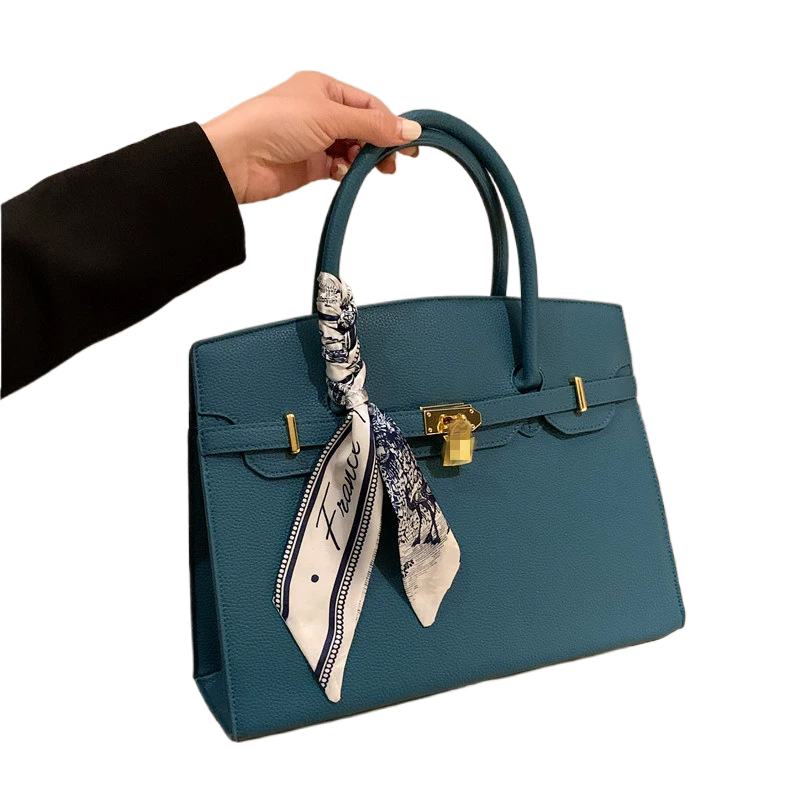 Women's Fashion Lock Scarf Kelly Bag Crossbody Tote Bag