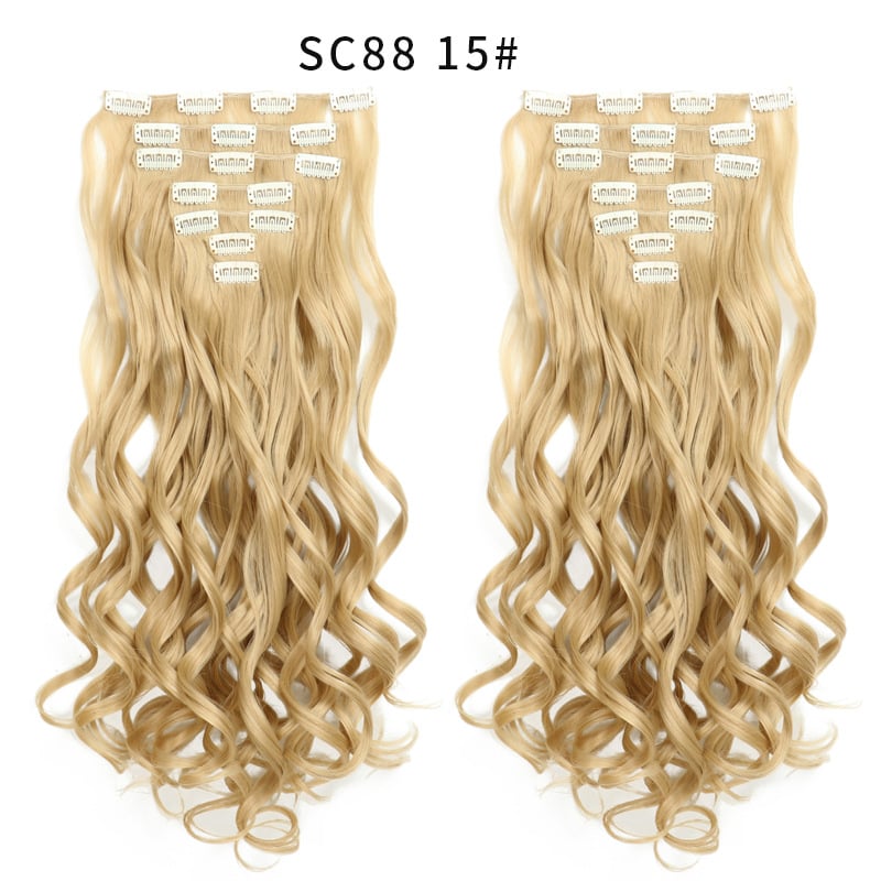 Seven Piece Wig Piece 16 Card Women Chemical Fibre High Temperature Silk Wig Long Curly Hair
