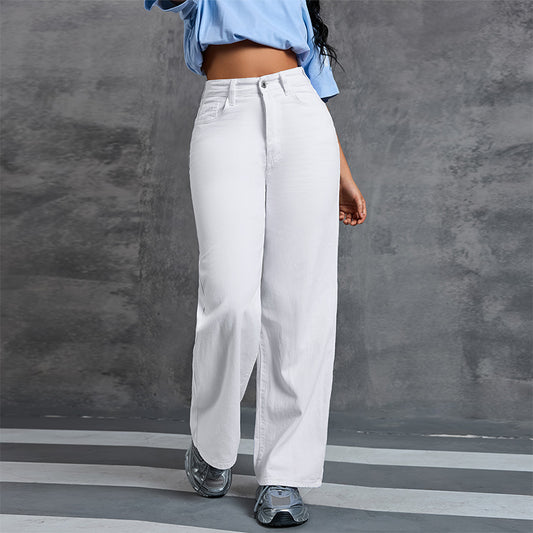 Wide-leg high-waisted jeans