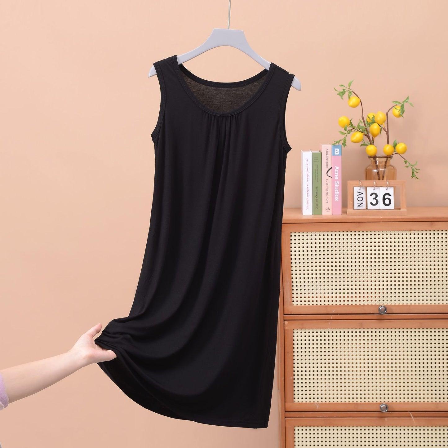 Round Neck Ruffled Sleeveless Loose Fit Maxi Dress for Plus Size - Solid Color Casual Home Dress