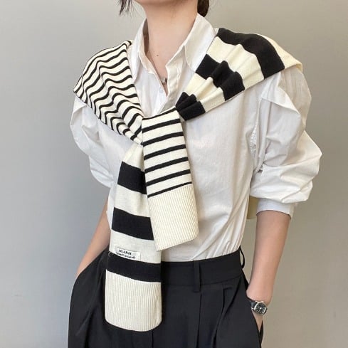 Striped shawl outerwear